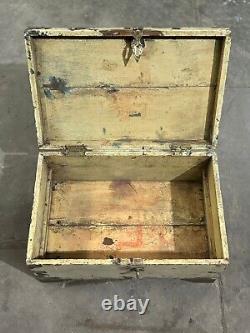 Vintage Wooden Storage Chest Box Original Old Fine Hand Crafted Brass Fittings93