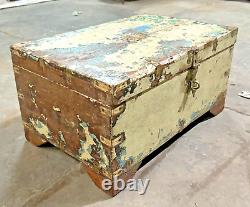 Vintage Wooden Storage Chest Box Original Old Fine Hand Crafted Brass Fittings93