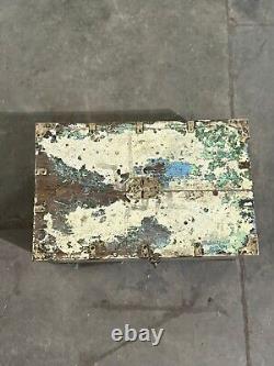 Vintage Wooden Storage Chest Box Original Old Fine Hand Crafted Brass Fittings93