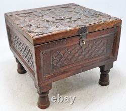 Vintage Wooden Storage Chest Box Original Old Hand Crafted Carved