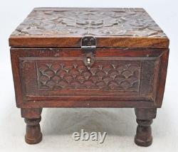 Vintage Wooden Storage Chest Box Original Old Hand Crafted Carved
