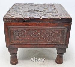Vintage Wooden Storage Chest Box Original Old Hand Crafted Carved