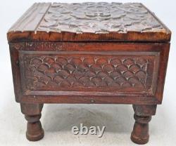 Vintage Wooden Storage Chest Box Original Old Hand Crafted Carved