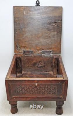 Vintage Wooden Storage Chest Box Original Old Hand Crafted Carved