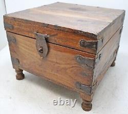 Vintage Wooden Storage Chest Box Original Old Hand Crafted Metal Fitted