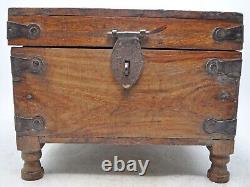 Vintage Wooden Storage Chest Box Original Old Hand Crafted Metal Fitted