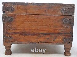 Vintage Wooden Storage Chest Box Original Old Hand Crafted Metal Fitted