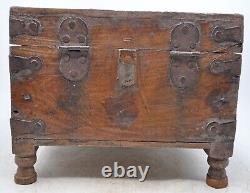 Vintage Wooden Storage Chest Box Original Old Hand Crafted Metal Fitted