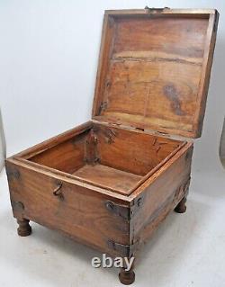 Vintage Wooden Storage Chest Box Original Old Hand Crafted Metal Fitted