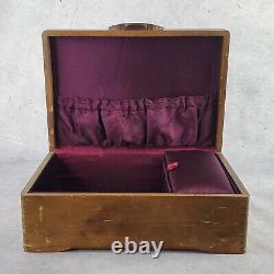 Vintage Wooden Storage Jewellery Box Original Old Hand Crafted