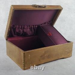 Vintage Wooden Storage Jewellery Box Original Old Hand Crafted