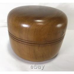 Vintage Wooden Tea box Well Preserved Wood Grain Brown Antique Round