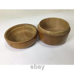 Vintage Wooden Tea box Well Preserved Wood Grain Brown Antique Round