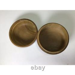 Vintage Wooden Tea box Well Preserved Wood Grain Brown Antique Round