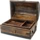 Vintage Wooden Treasure Chest Box With Removable Tray For Jewelry & Keepsakes