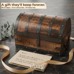 Vintage Wooden Treasure Chest Box with Removable Tray for Jewelry & Keepsakes Vintage Wooden Treasure Chest Box with Removable Tray for Jewelry & Keepsakes
