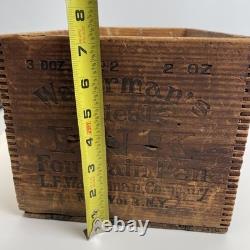 Vintage Wooden Waterman's Ideal fountain pen Ink Dovetail Box New York 15x8.5
