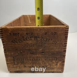 Vintage Wooden Waterman's Ideal fountain pen Ink Dovetail Box New York 15x8.5