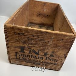 Vintage Wooden Waterman's Ideal fountain pen Ink Dovetail Box New York 15x8.5