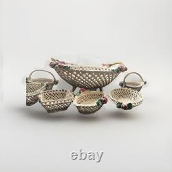 Vintage Woven Italy Campidomite Basket And Trinket Boxes Porcelain (belleek)