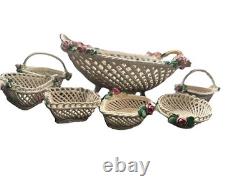 Vintage Woven Italy Campidomite Basket And Trinket Boxes Porcelain (belleek) Vintage Woven Italy Campidomite Basket And Trinket Boxes Porcelain (belleek)