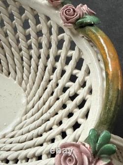 Vintage Woven Italy Campidomite Basket And Trinket Boxes Porcelain (belleek)