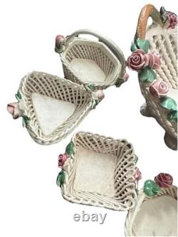 Vintage Woven Italy Campidomite Basket And Trinket Boxes Porcelain (belleek) Vintage Woven Italy Campidomite Basket And Trinket Boxes Porcelain (belleek)