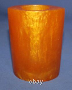 Vintage amber plastic set ashtray, vase and candle holder with box