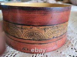 Vintage/antique Handcrafted Primitive Wood Laquer Spice Box