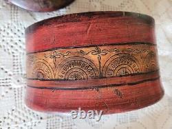 Vintage/antique Handcrafted Primitive Wood Laquer Spice Box