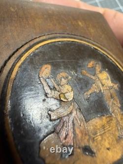 Vintage antique Italian Sorrento ware box inlaid olive wood 19th century Rare