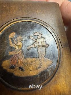 Vintage antique Italian Sorrento ware box inlaid olive wood 19th century Rare
