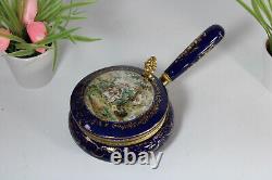 Vintage french cobalt blue porcelain victorian scene box