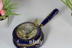 Vintage french cobalt blue porcelain victorian scene box