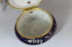 Vintage french cobalt blue porcelain victorian scene box