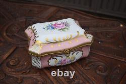 Vintage french floral pink jewelry box