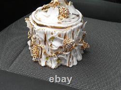 Vintage french porcelain floral decor grapes Bonbonniere box