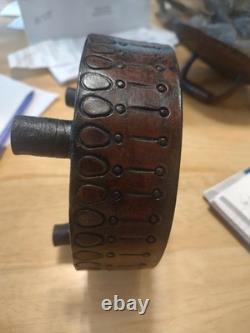 Vintage hand tooled, hand stitched lidded folk art box