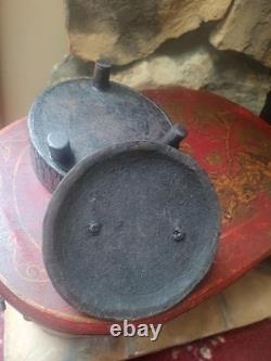 Vintage hand tooled, hand stitched lidded folk art box