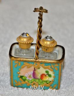 Vintage handmade French Peint Main Limoges perfume bottle trinket box