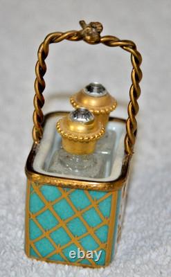Vintage handmade French Peint Main Limoges perfume bottle trinket box