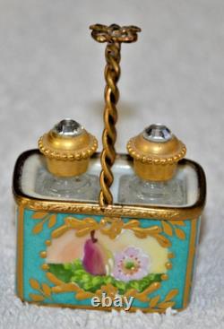Vintage handmade French Peint Main Limoges perfume bottle trinket box
