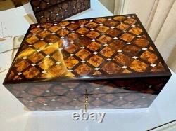 Vintage jewellery Box lockable thuya wooden Jewelry Box organizer with key