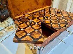 Vintage jewellery Box lockable thuya wooden Jewelry Box organizer with key