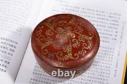 Vintage jewelry box Organizers red chinese lacquerware gold gilding flower rare