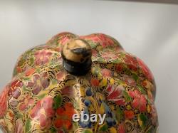 Vintage lacquer box Pumpkin Floral Beautiful