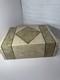 Vintage Large Tessellated Stone With Brass Inlay Wood Box. Some Damage Issues
