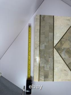 Vintage large Tessellated Stone With Brass Inlay wood box. Some damage issues
