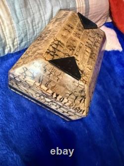 Vintage large Tessellated Stone With Brass Inlay wood box. Some damage issues