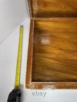 Vintage large Tessellated Stone With Brass Inlay wood box. Some damage issues